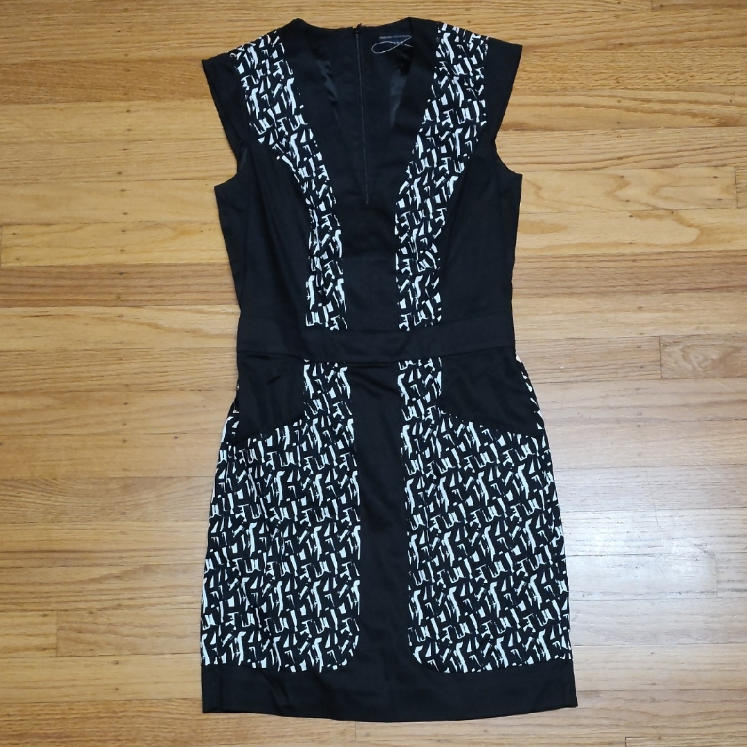 Brand New French Connection Monochrome Patterned Dress